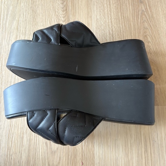 ** Karl Lagerfeld Paris Womens Ramona Black Leather Platform Sandals Shoes 9.5 - Picture 5 of 7